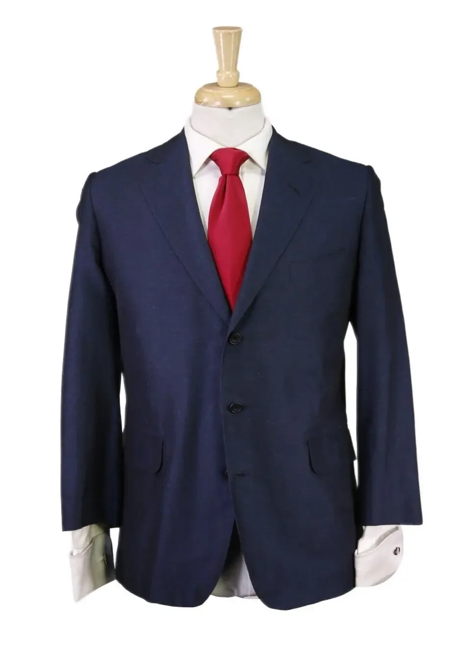 Edgar Pomeroy Bespoke Midnight Blue Silk Linen Iridescent Handmade Suit 38S